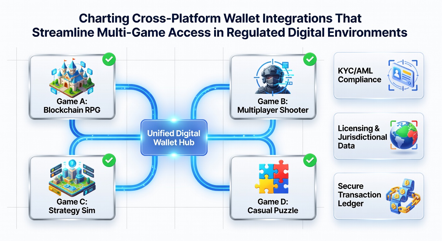 Illustration of secure wallet data flows between regulated gaming platforms and compliance systems