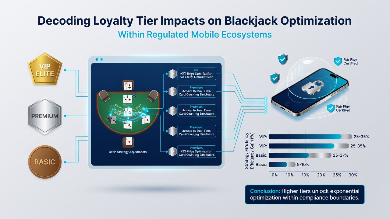 Infographic illustrating tier progression paths and corresponding blackjack reward multipliers