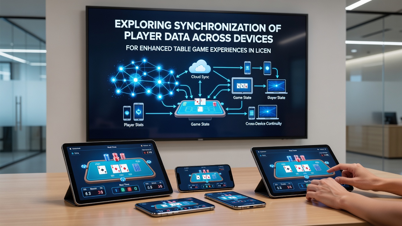 Diagram showing encrypted data pathways connecting player accounts on different devices within a licensed online casino network
