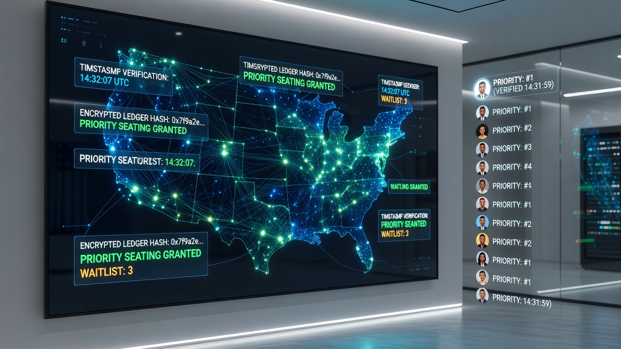 Illustration of multi-state live table network with timestamp verification nodes