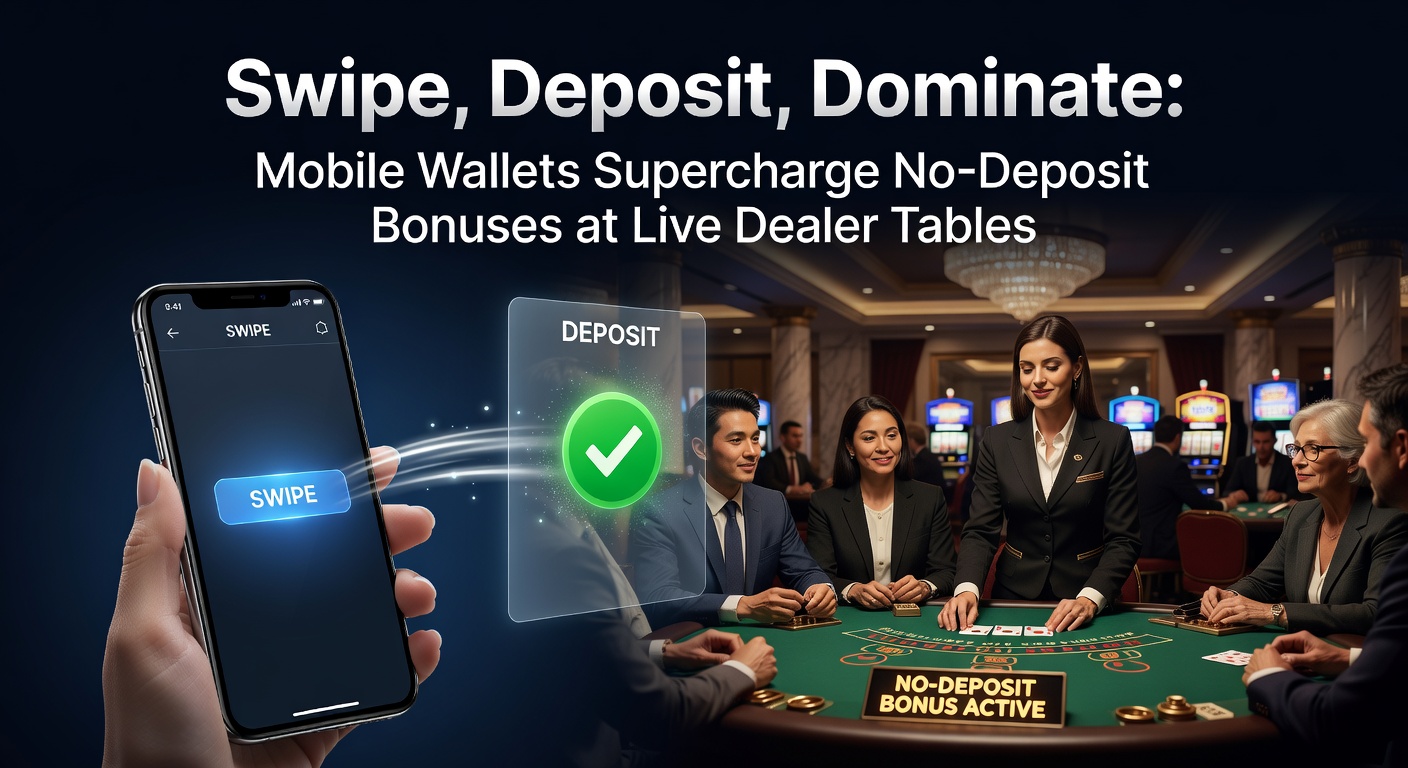 Illustration of a finger swiping on a phone to deposit funds, with live dealer cards and chips flying toward a winning stack