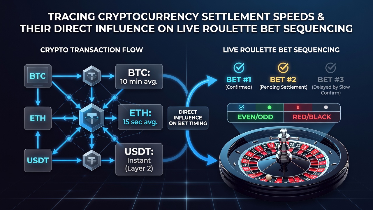 Close-up view of regulated mobile roulette interface showing bet confirmation status alongside blockchain settlement metrics