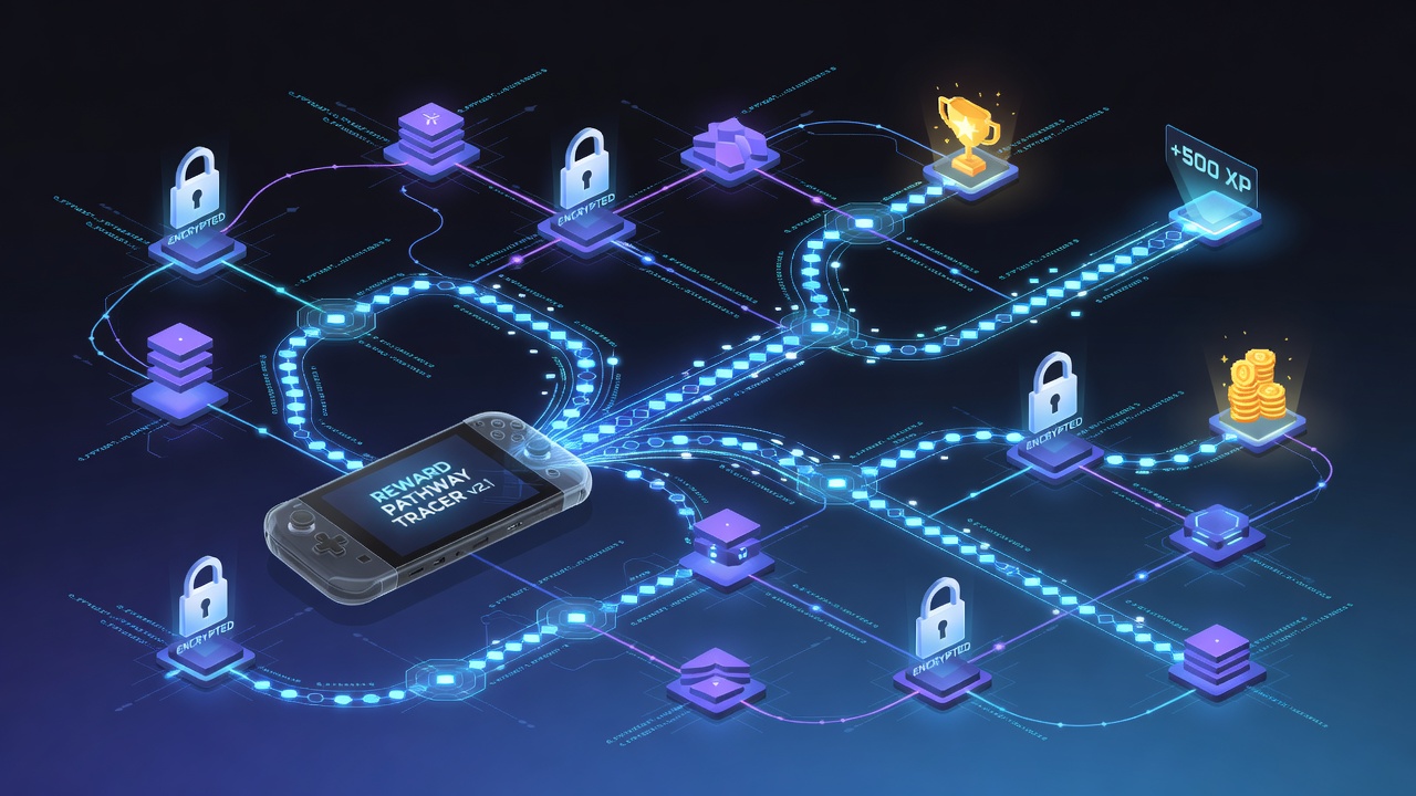 Flowchart showing reward transfer steps across encrypted mobile networks
